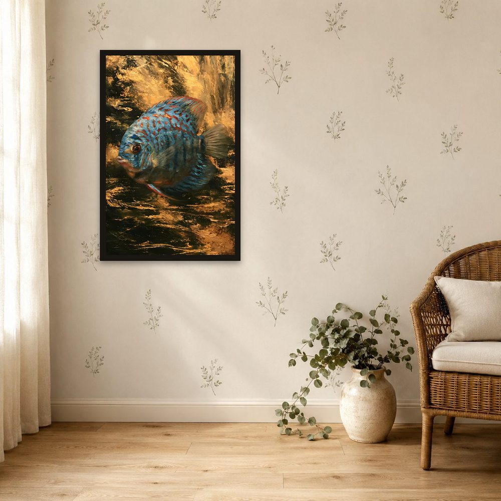 Blue Discus impasto oil painting wall art by Brunelvi — Ansicht 4