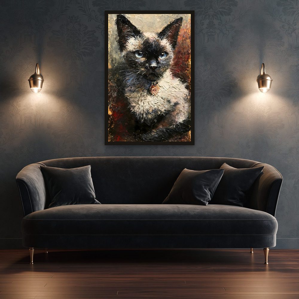 Blue-Eyed Cat impasto oil painting wall art by Brunelvi — Ansicht 3