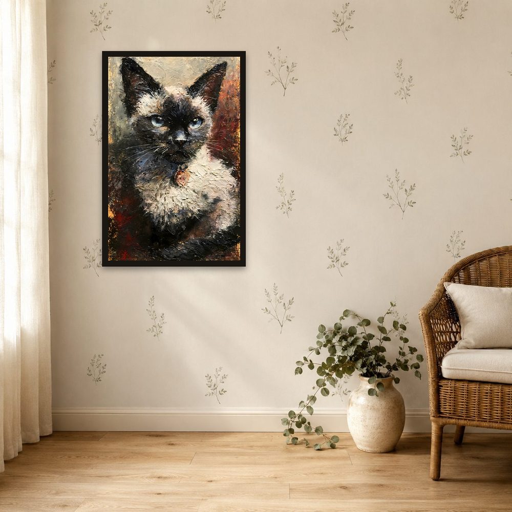 Blue-Eyed Cat impasto oil painting wall art by Brunelvi — Ansicht 4