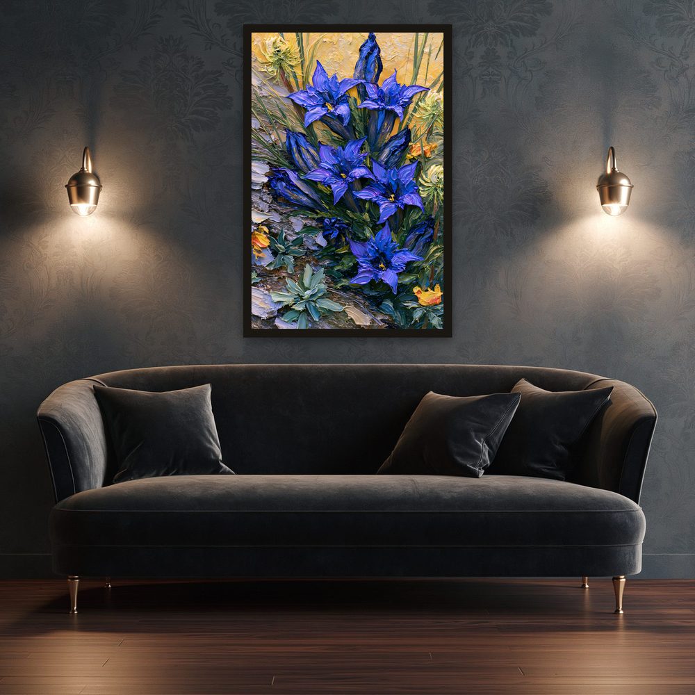 Blue Gentian impasto oil painting wall art by Brunelvi — Ansicht 3