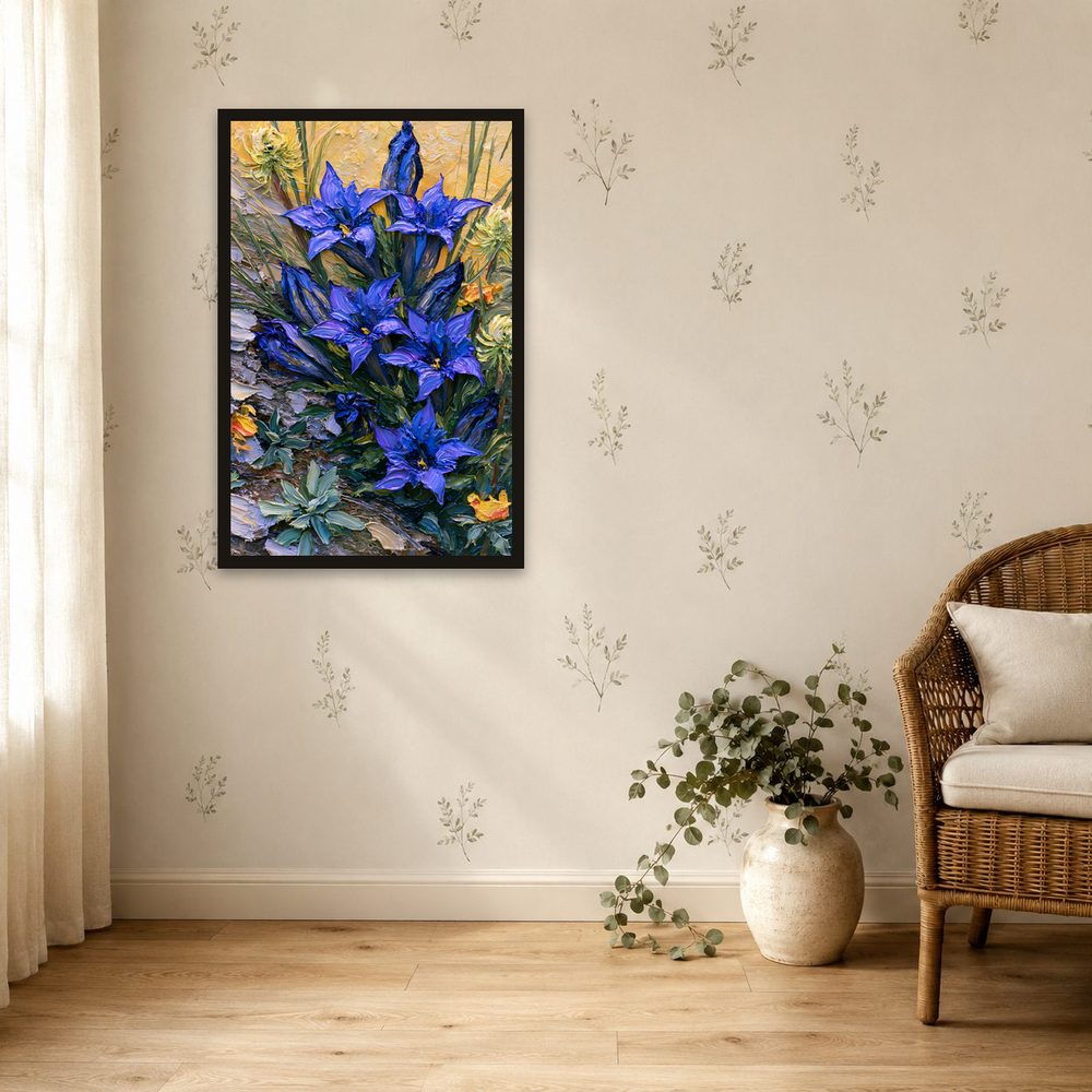 Blue Gentian impasto oil painting wall art by Brunelvi — Ansicht 4