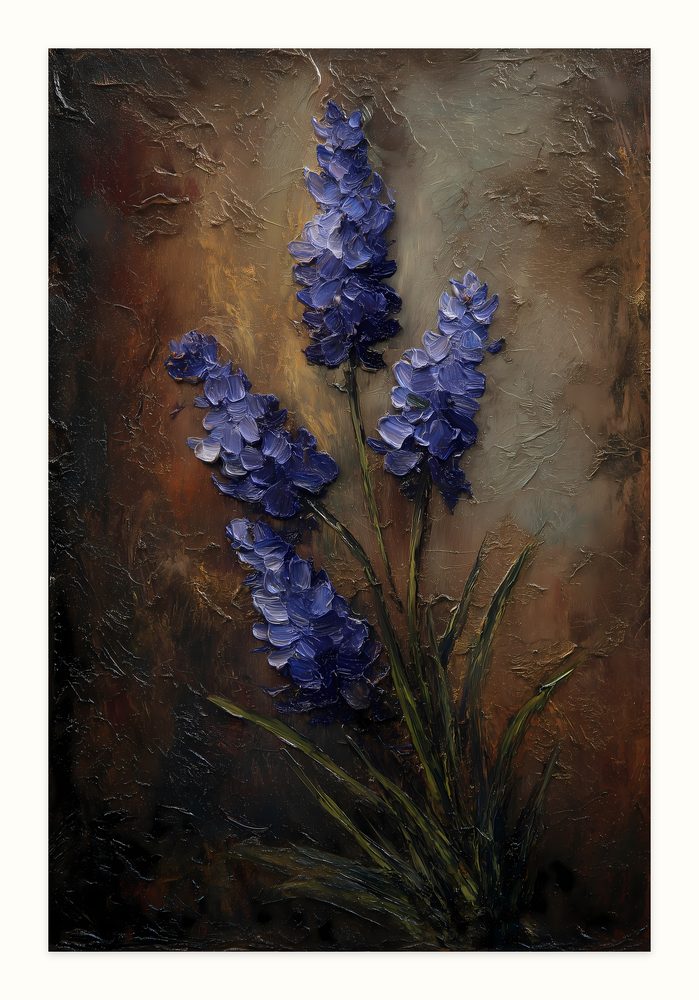 Blue Hyacinth impasto oil painting wall art by Brunelvi
