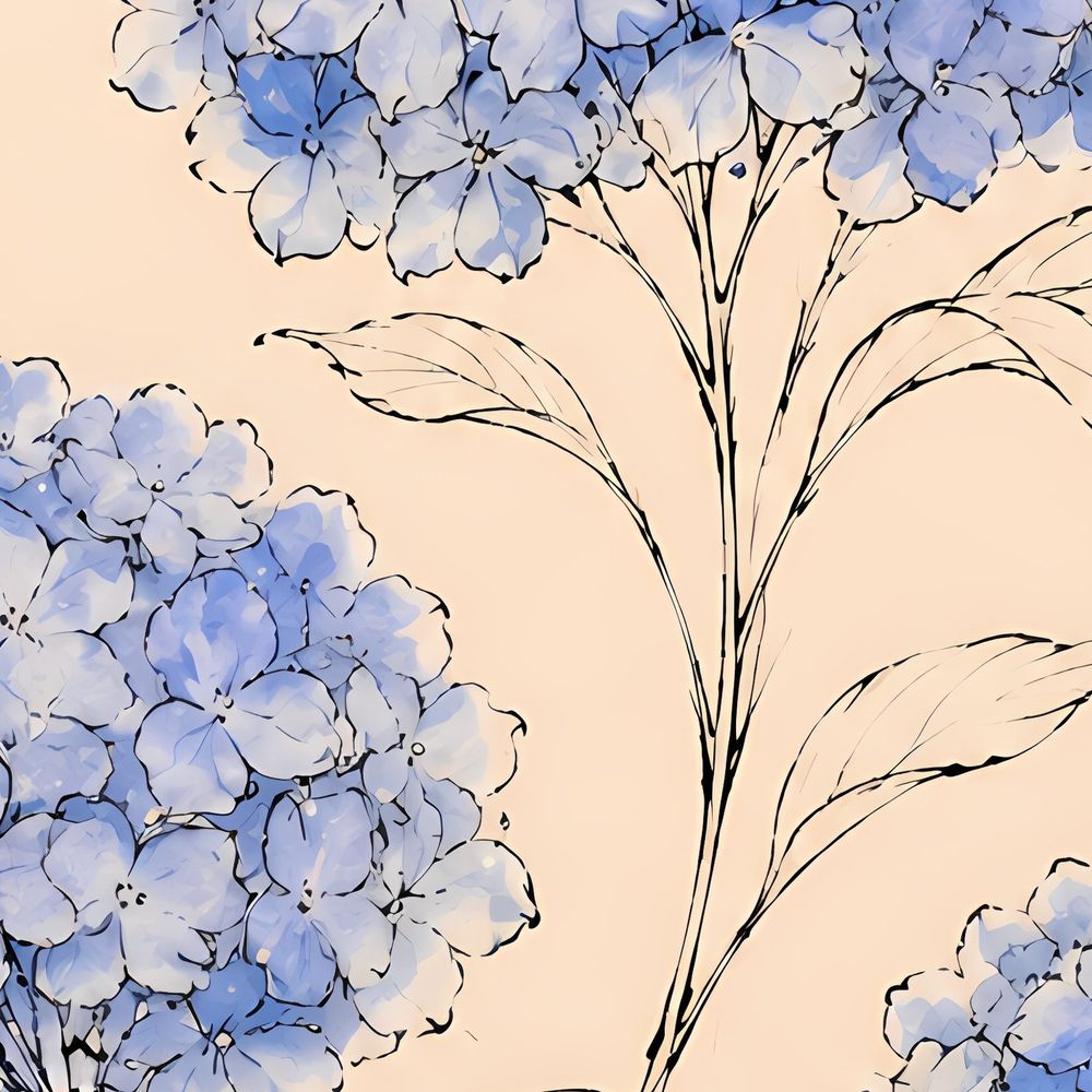 Blue Ink Hydrangeas — florals wall art print by Brunelvi — view 2