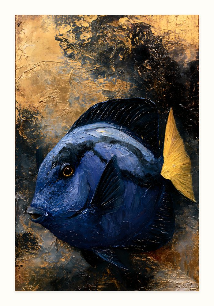 Blue Tang impasto oil painting wall art by Brunelvi