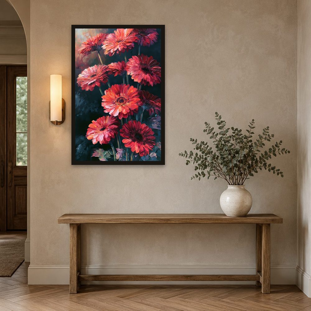 Bold Gerbera Daisies impasto oil painting wall art by Brunelvi — Ansicht 2