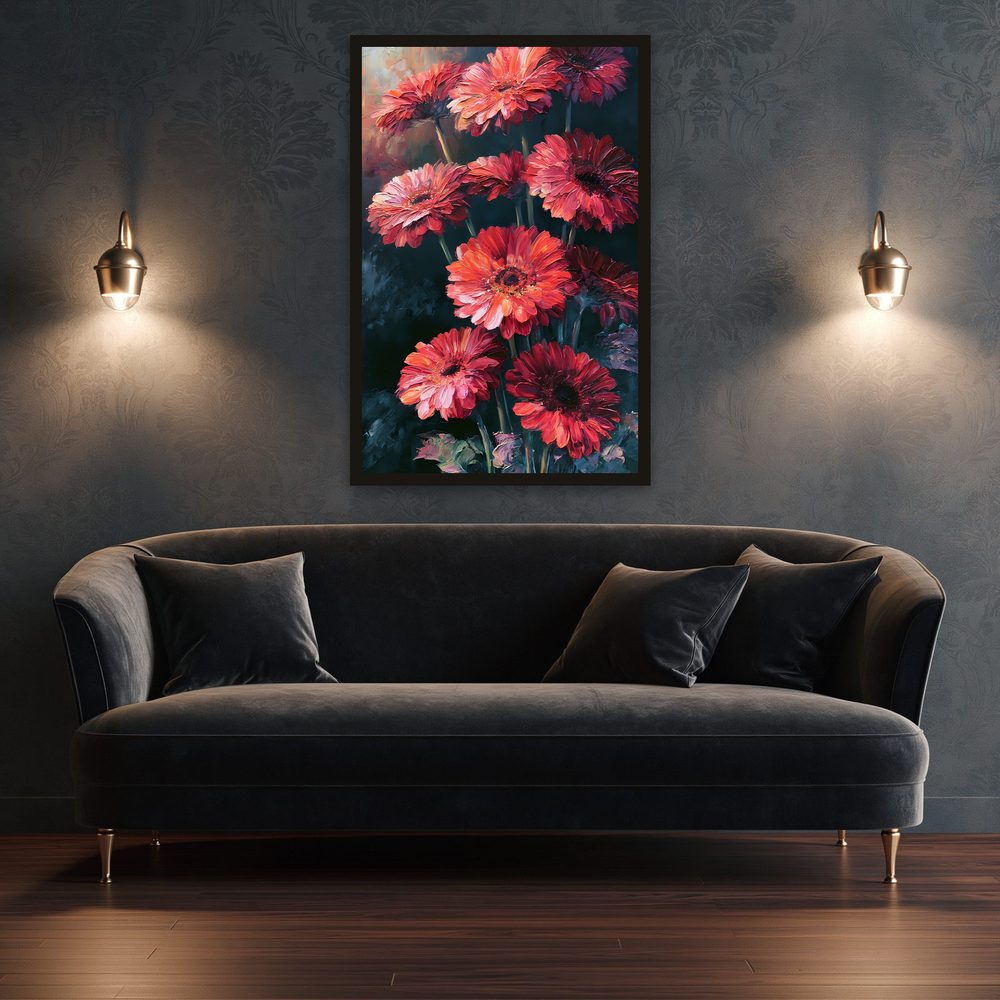 Bold Gerbera Daisies impasto oil painting wall art by Brunelvi — Ansicht 3