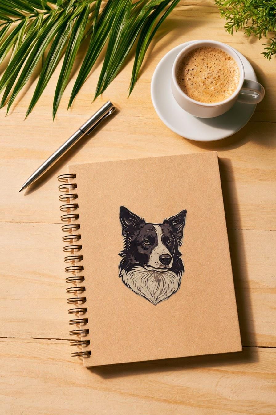 Border Collie Linocut Clipart — animal clipart clipart by Brunelvi — view 4