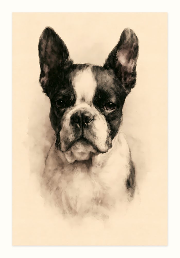 Boston Terrier Vintage vintage illustration wall art by Brunelvi