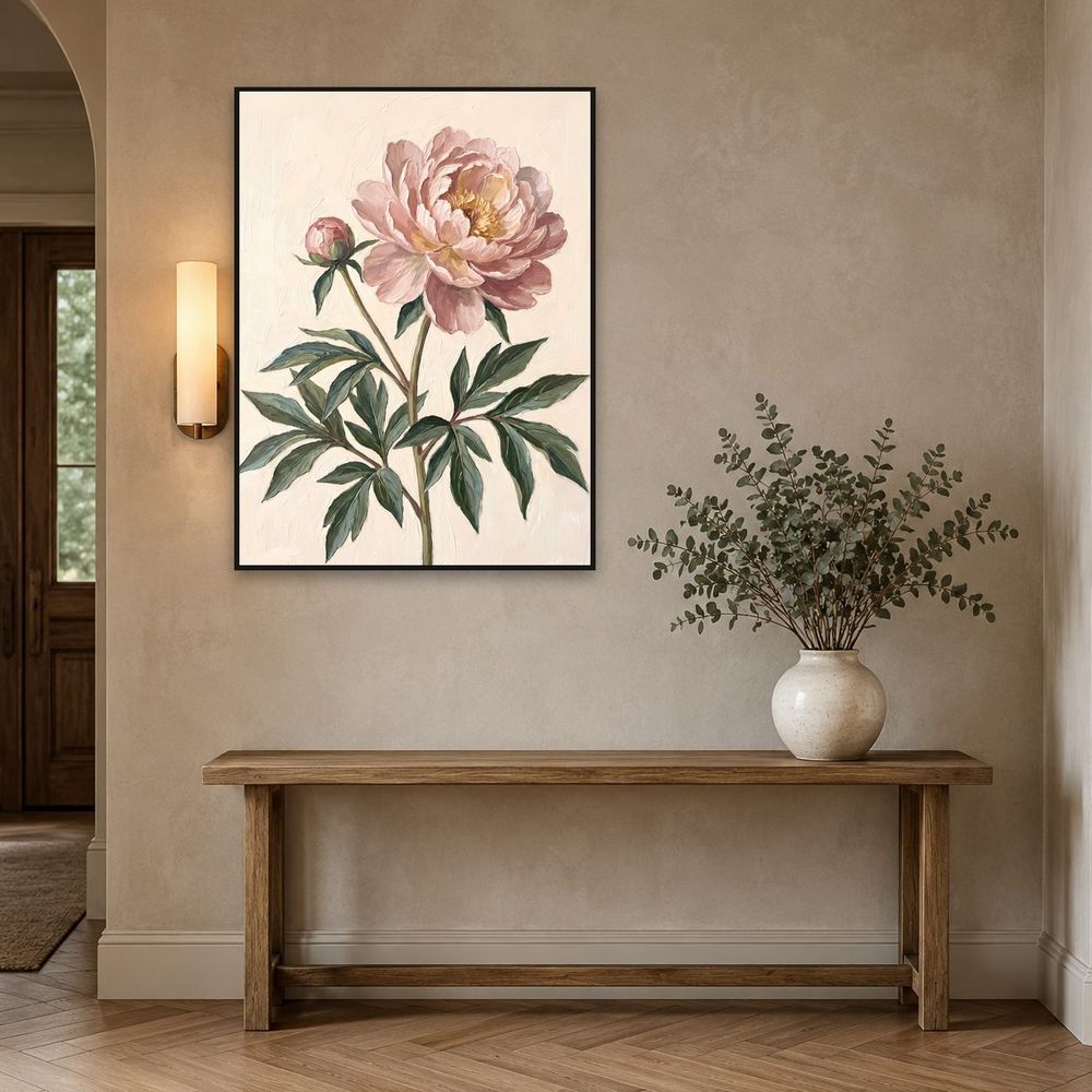 Botanical Pink Peony — florals wall art print by Brunelvi — view 3