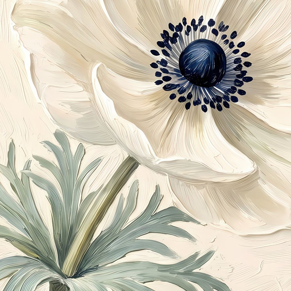 Botanical White Anemone — florals wall art print by Brunelvi — view 2