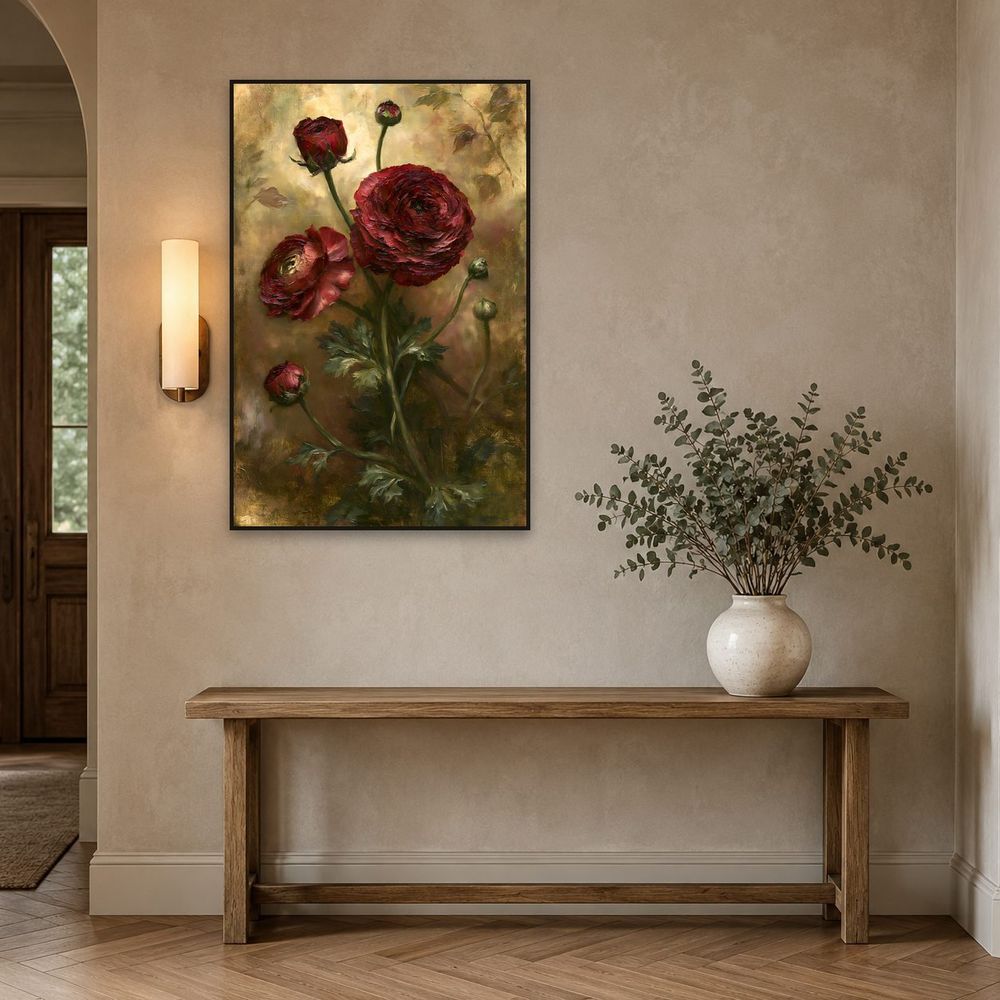 Burgundy Ranunculus — florals wall art print by Brunelvi — view 3