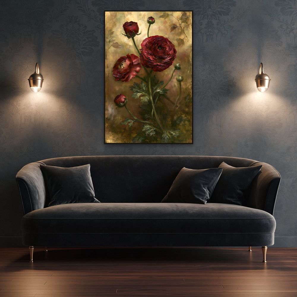 Burgundy Ranunculus — florals wall art print by Brunelvi — view 4