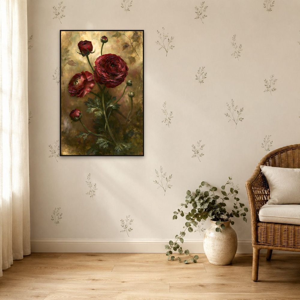 Burgundy Ranunculus — florals wall art print by Brunelvi — view 5