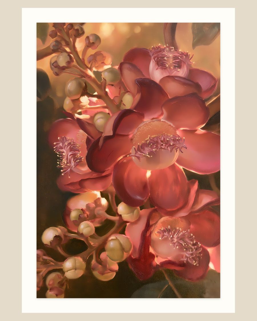 Cannonball Tree Bloom — florals art print by Brunelvi