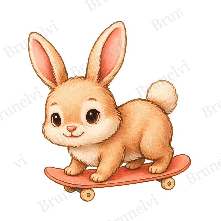Caramel Bunny Skateboard Clipart — animal clipart clipart by Brunelvi