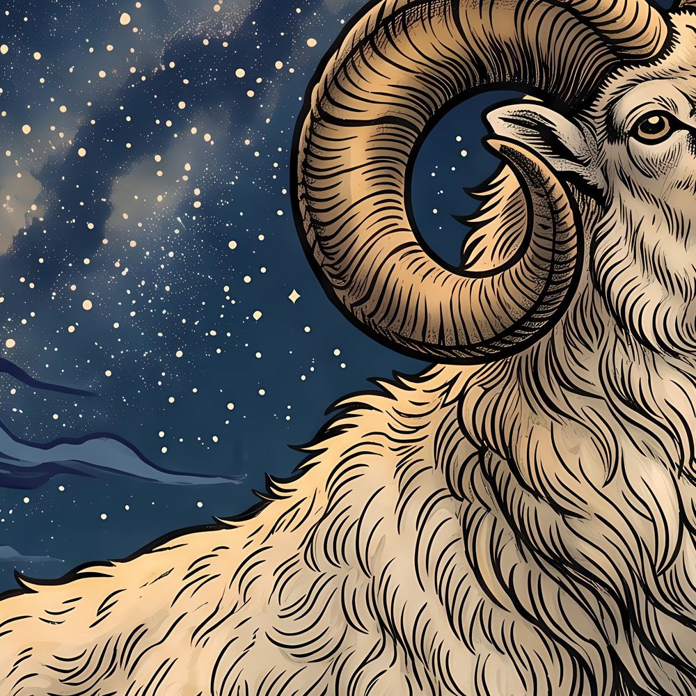 Celestial Aries Ram — zodiac wall art print by Brunelvi — view 2