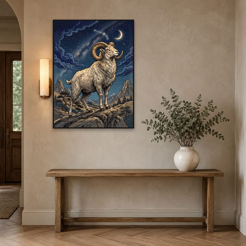 Celestial Aries Ram — zodiac wall art print by Brunelvi — view 3