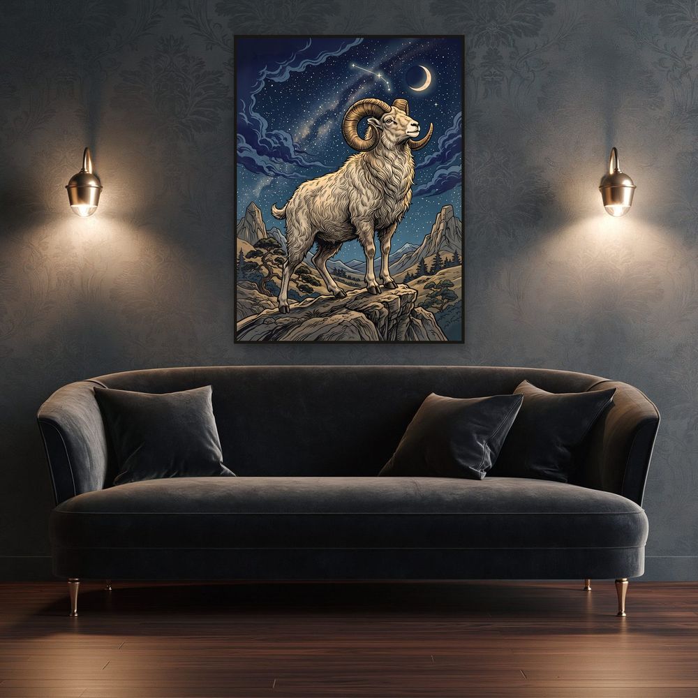 Celestial Aries Ram — zodiac wall art print by Brunelvi — view 4
