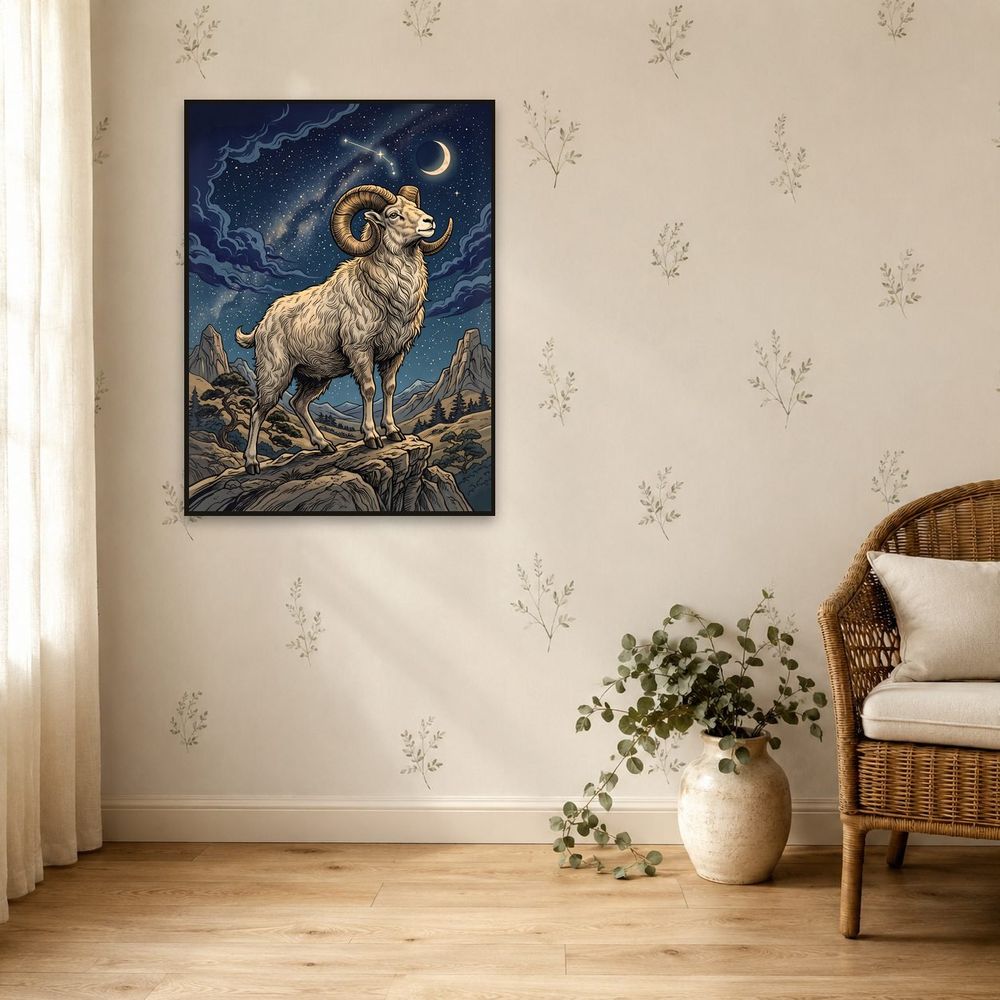 Celestial Aries Ram — zodiac wall art print by Brunelvi — view 5
