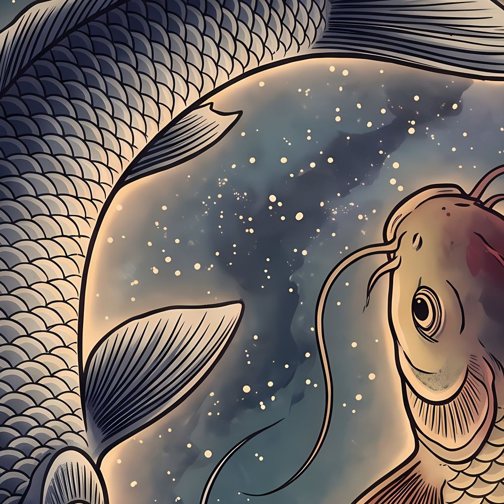 Celestial Pisces Koi — zodiac wall art print by Brunelvi — view 2