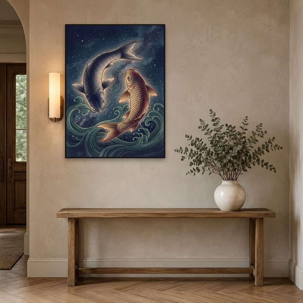 Celestial Pisces Koi — zodiac wall art print by Brunelvi — view 3