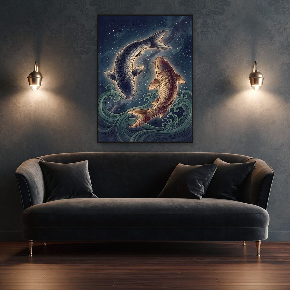 Celestial Pisces Koi — zodiac wall art print by Brunelvi — view 4