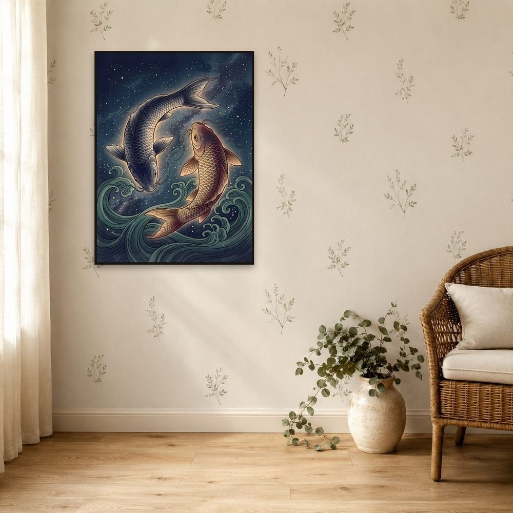 Celestial Pisces Koi — zodiac wall art print by Brunelvi — view 5