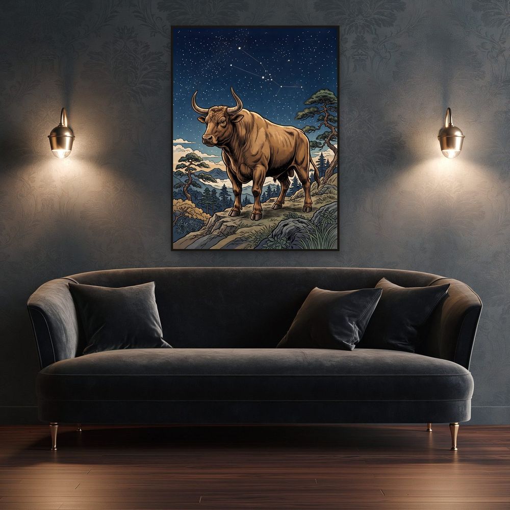 Celestial Taurus Bull — zodiac wall art print by Brunelvi — view 4