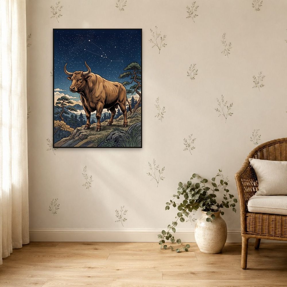 Celestial Taurus Bull — zodiac wall art print by Brunelvi — view 5