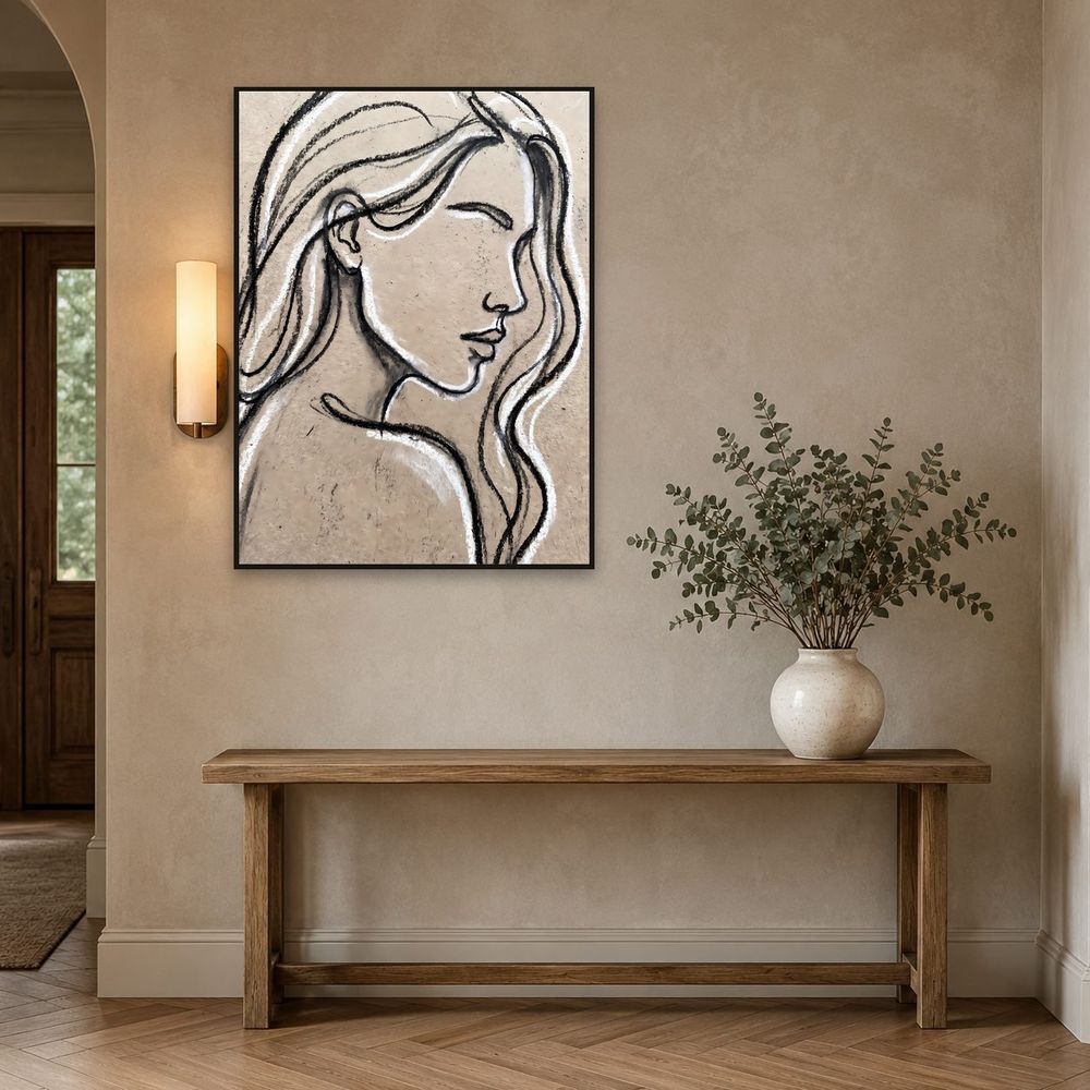 Charcoal Woman Profile — animals wall art print by Brunelvi — view 3