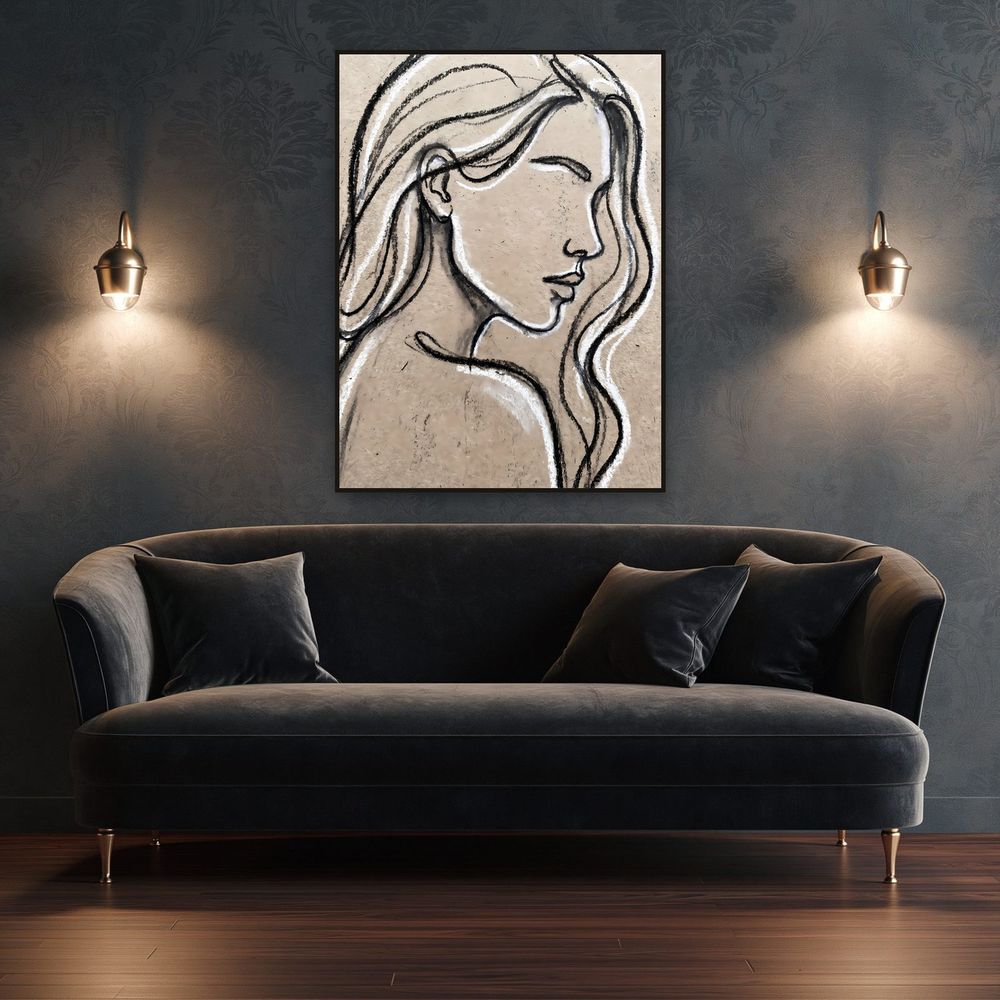 Charcoal Woman Profile — animals wall art print by Brunelvi — view 4