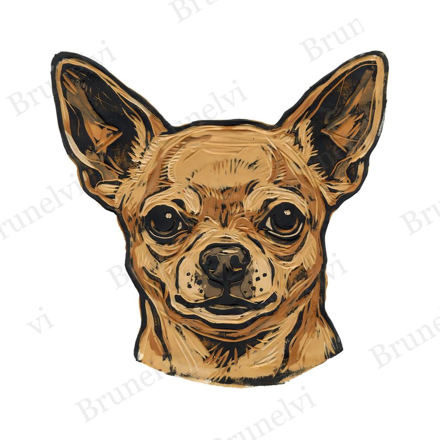 Chihuahua Linocut Clipart — animal clipart clipart by Brunelvi