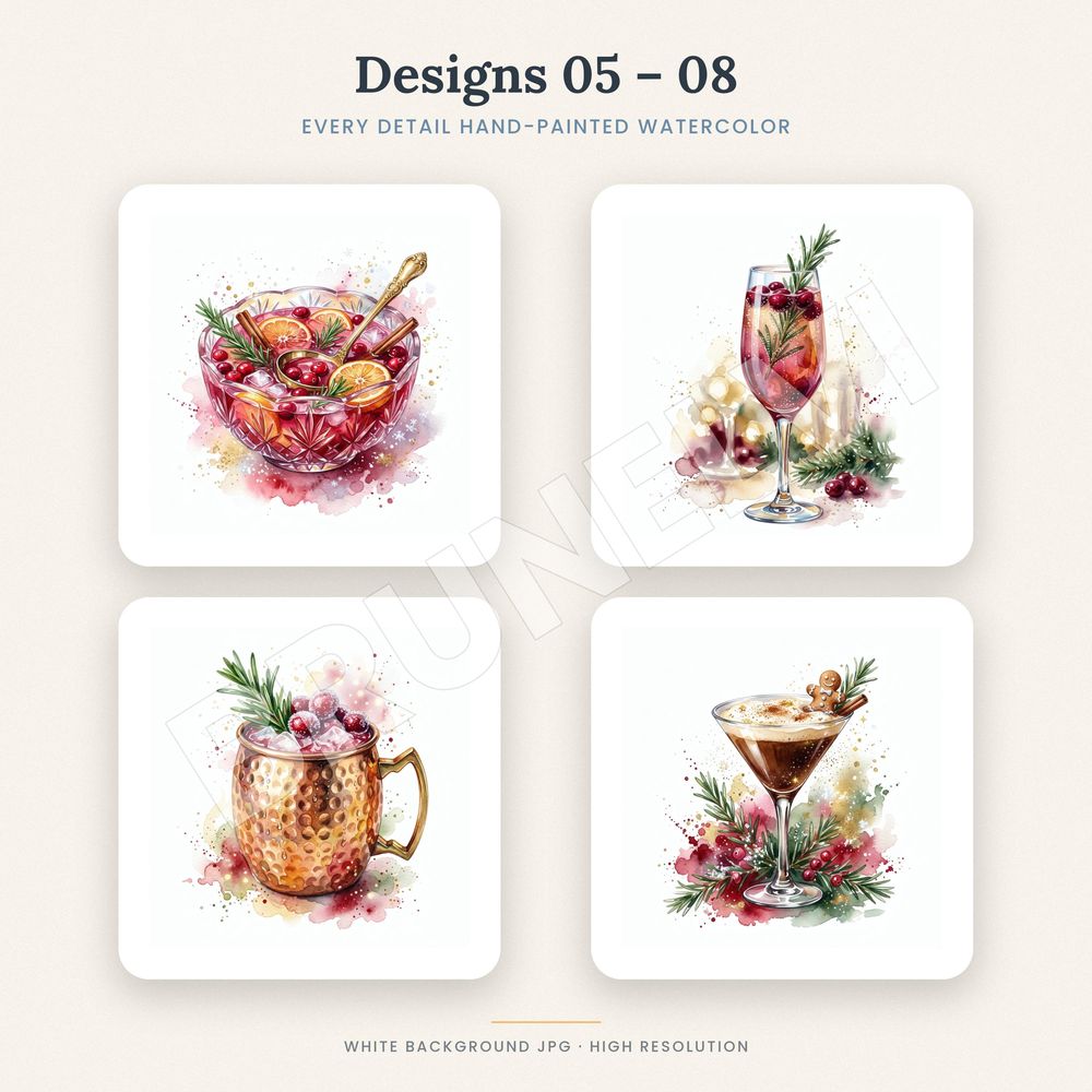 Christmas Cocktails Clipart Bundle — jpg bundles (white bg) clipart by Brunelvi — view 4