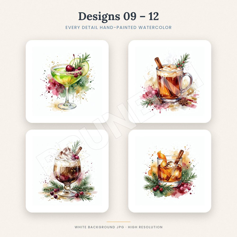 Christmas Cocktails Clipart Bundle — jpg bundles (white bg) clipart by Brunelvi — view 5