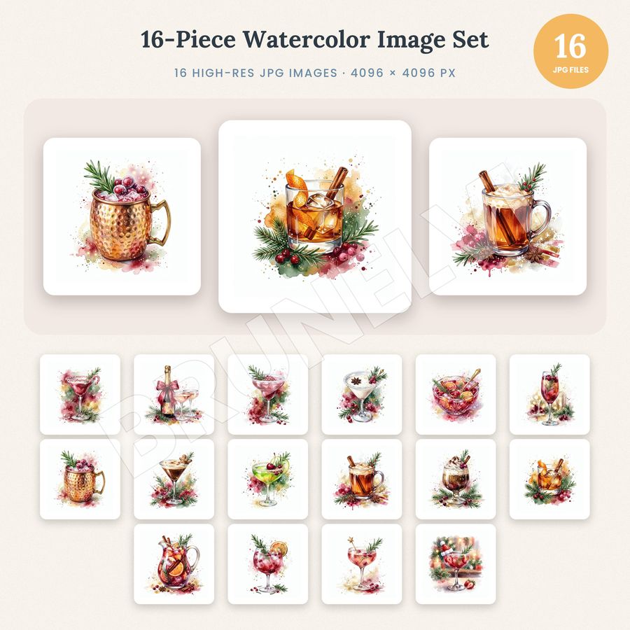 Christmas Cocktails Clipart Bundle — jpg bundles (white bg) clipart by Brunelvi