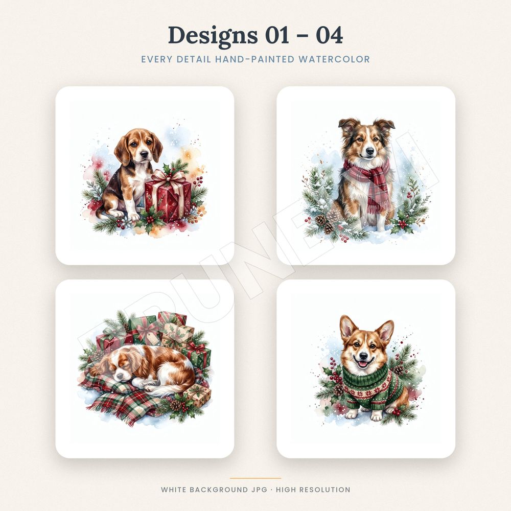 Christmas Dogs Clipart Bundle — jpg bundles (white bg) clipart by Brunelvi — view 3