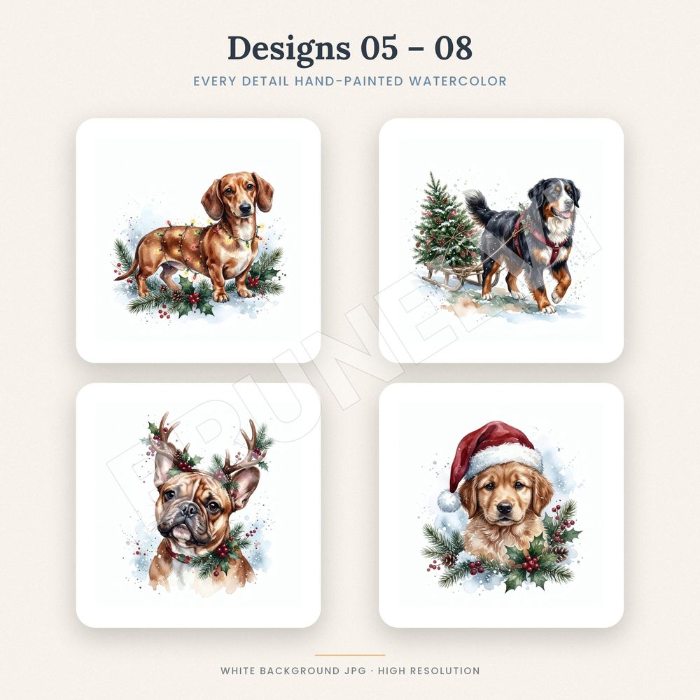 Christmas Dogs Clipart Bundle — jpg bundles (white bg) clipart by Brunelvi — view 4