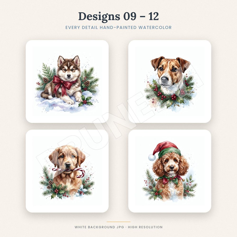 Christmas Dogs Clipart Bundle — jpg bundles (white bg) clipart by Brunelvi — view 5