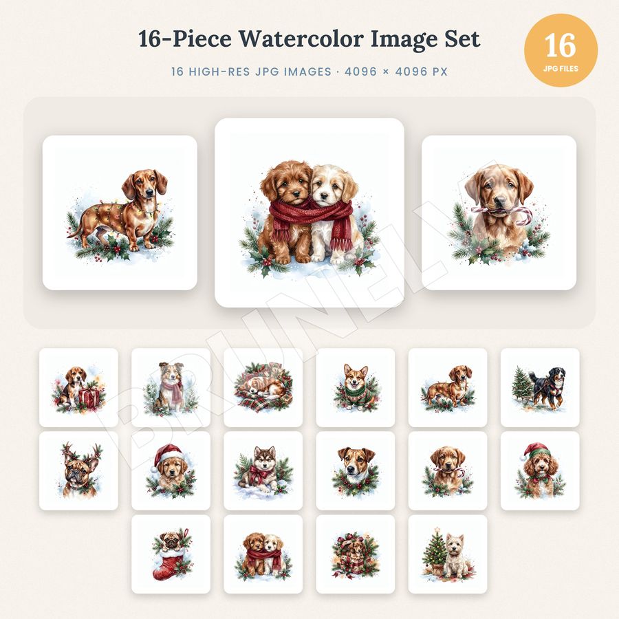 Christmas Dogs Clipart Bundle — jpg bundles (white bg) clipart by Brunelvi