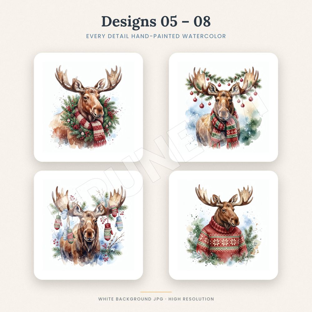 Christmas Moose Clipart Bundle — jpg bundles (white bg) clipart by Brunelvi — view 4