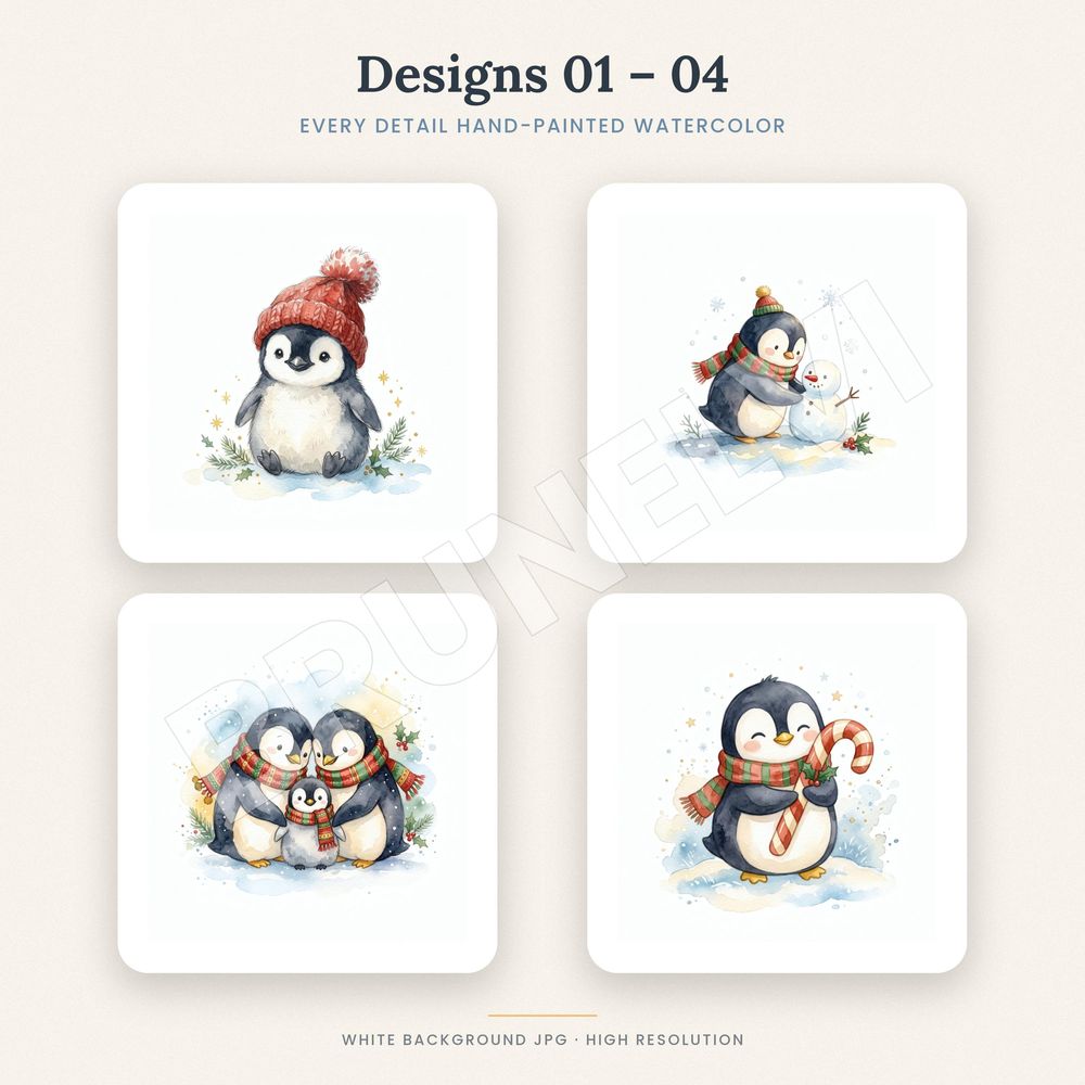 Christmas Penguin Clipart Bundle — jpg bundles (white bg) clipart by Brunelvi — view 3