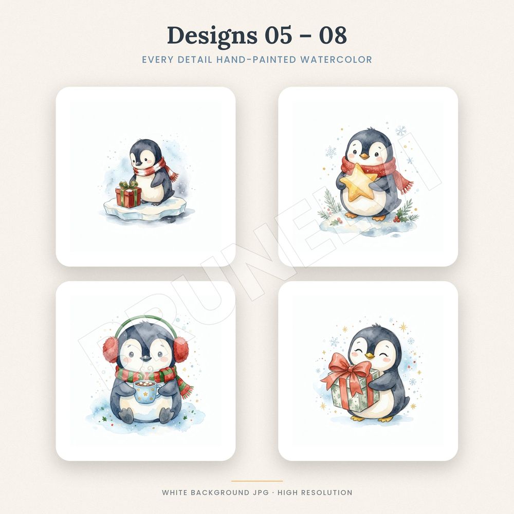 Christmas Penguin Clipart Bundle — jpg bundles (white bg) clipart by Brunelvi — view 4