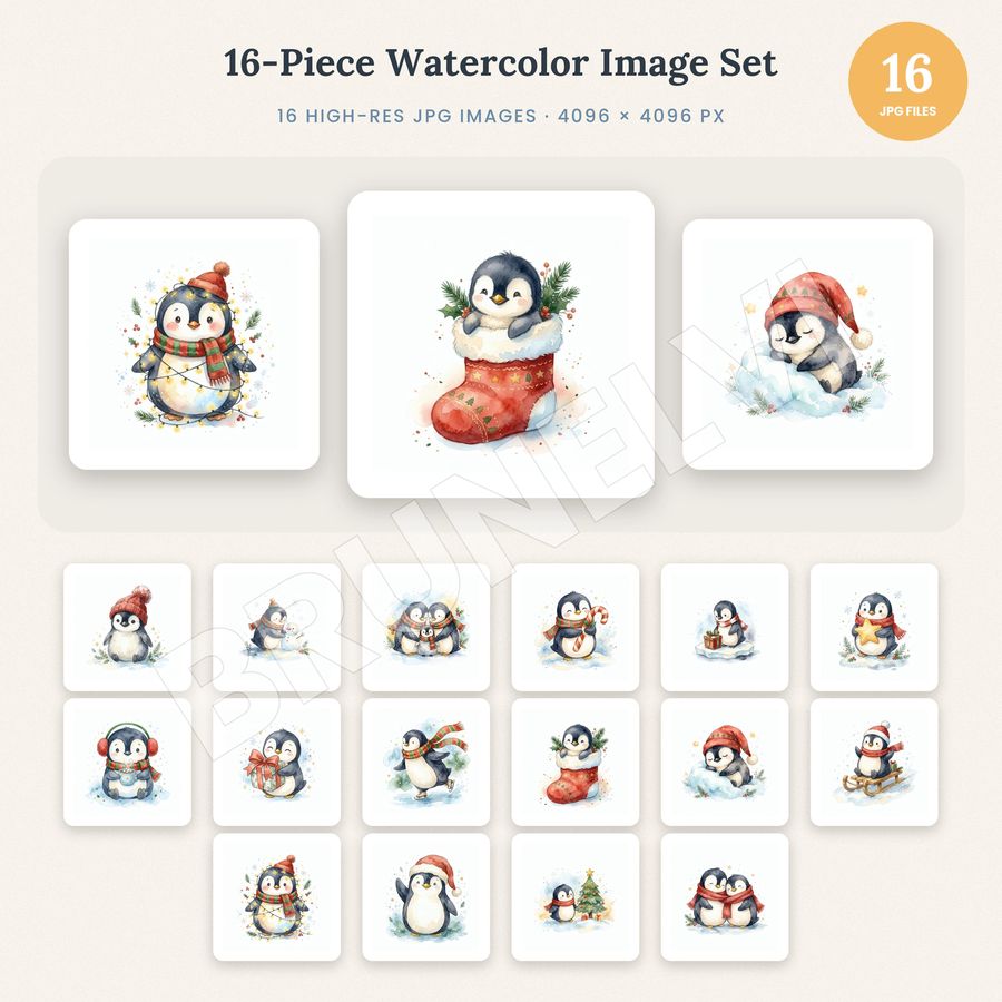 Christmas Penguin Clipart Bundle — jpg bundles (white bg) clipart by Brunelvi