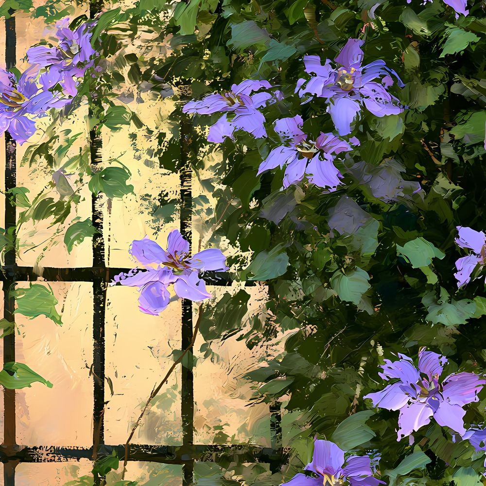 Clematis Window — florals wall art print by Brunelvi — view 2