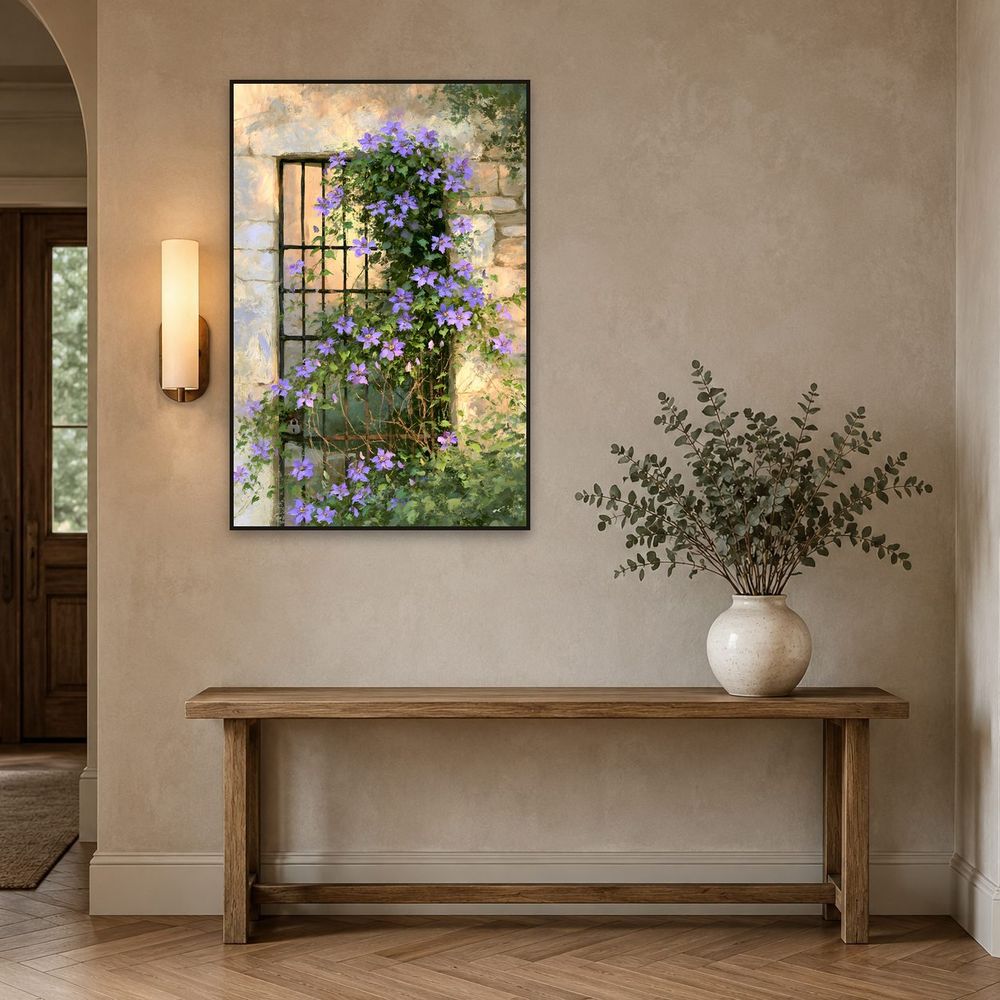 Clematis Window — florals wall art print by Brunelvi — view 3