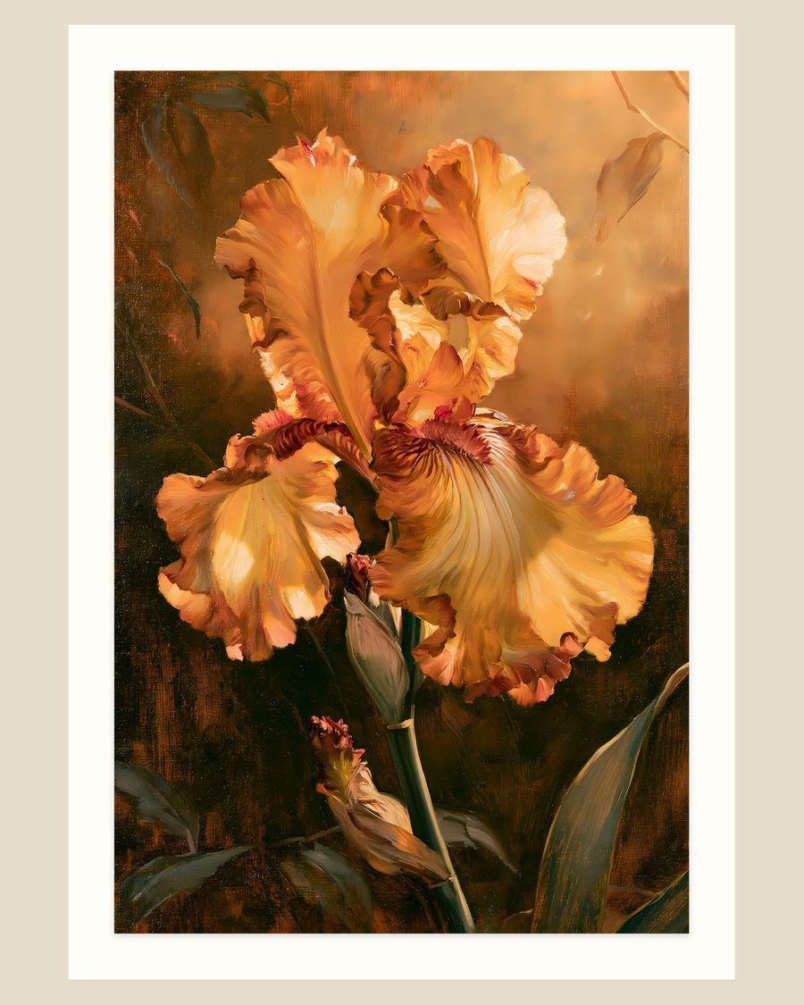 Copper Amber Iris — florals art print by Brunelvi