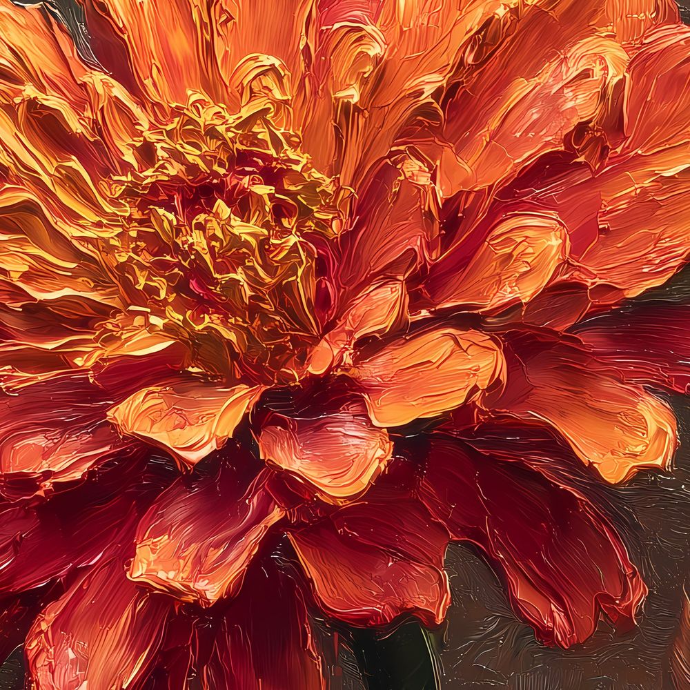 Copper Orange Zinnia — florals wall art print by Brunelvi — view 2