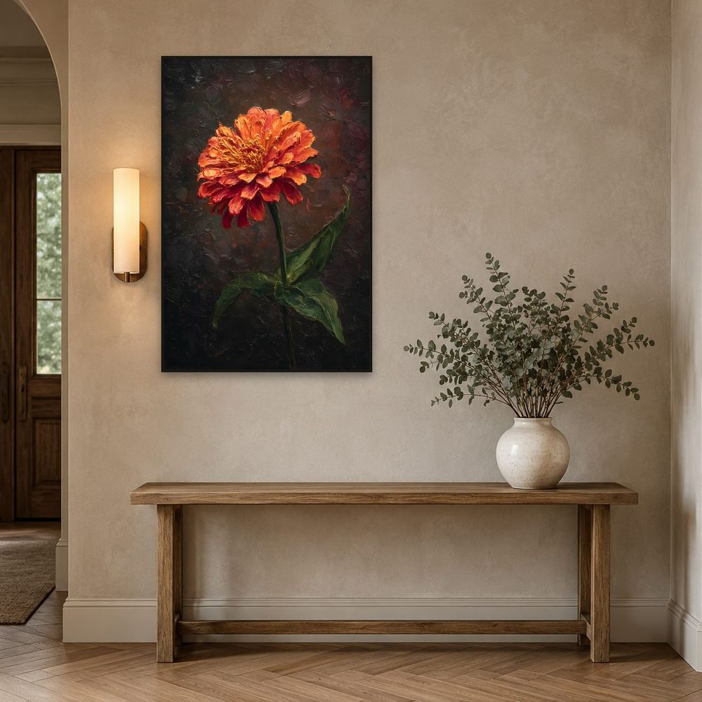 Copper Orange Zinnia — florals wall art print by Brunelvi — view 3