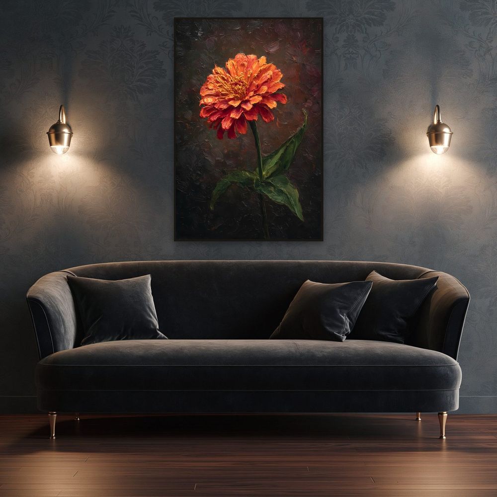 Copper Orange Zinnia — florals wall art print by Brunelvi — view 4