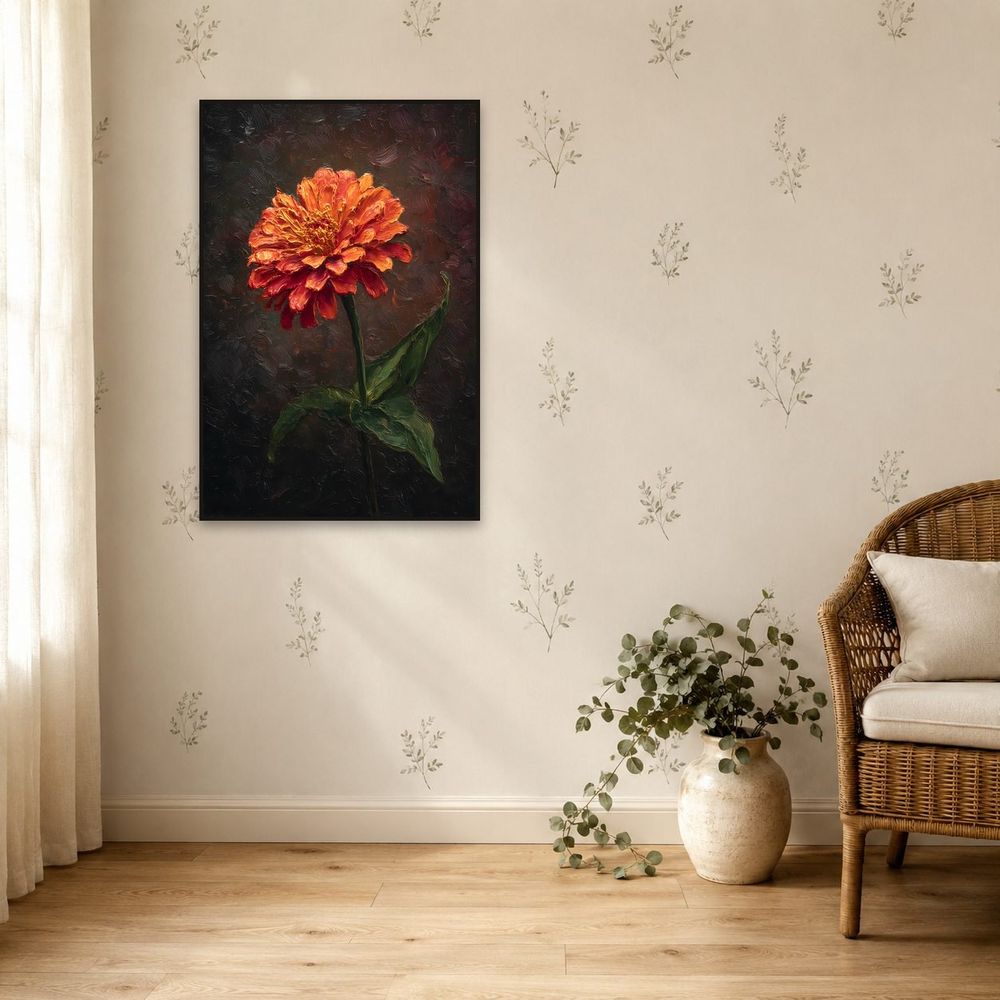 Copper Orange Zinnia — florals wall art print by Brunelvi — view 5